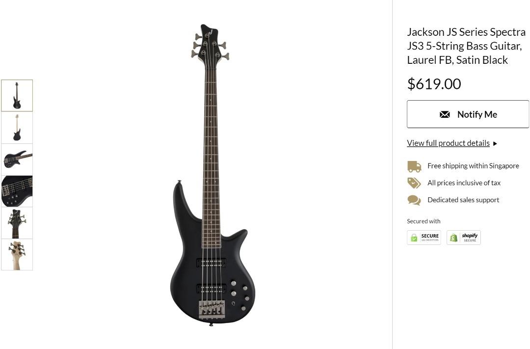 Toys,　Jackson　Guitar,　Bass　Instruments　JS3　Media,　5-String　Musical　Hobbies　Music　on　Carousell