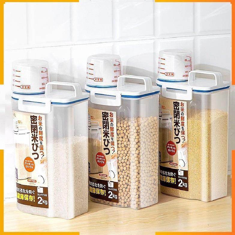 Japanese Style 2kg Asvel Airtight Rice Dispenser Accurate measurement ...