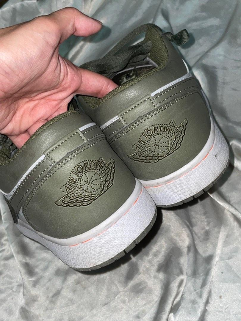Olive green store and orange jordans