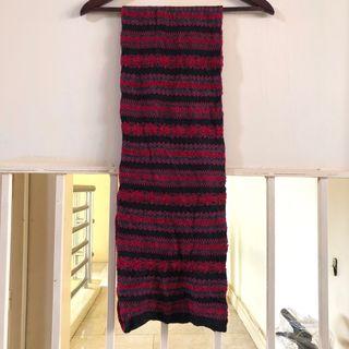Knitted Scarf in Red Black and Gray 10x57 inches #happy10