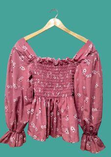 korean floral blouse pink