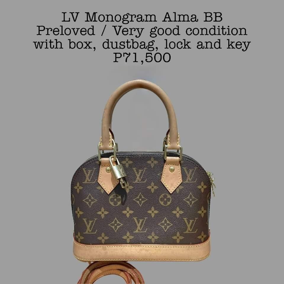 Louis Vuitton Monogram Alma BB (Category: Luxury Bags & Wallets) located in Caloocan City. Submitted by lujosacollection (Listing ID 1181902148, Image 1). Description: 100%Authentic/Original Preloved Louis Vuitton Monogram Alma BB In very good condition Comes with box,dustbag, lock and key.