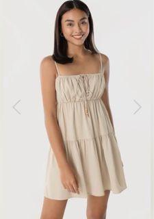 Lovet Bead of My Heart Tiered Babydoll Dress in Wheat