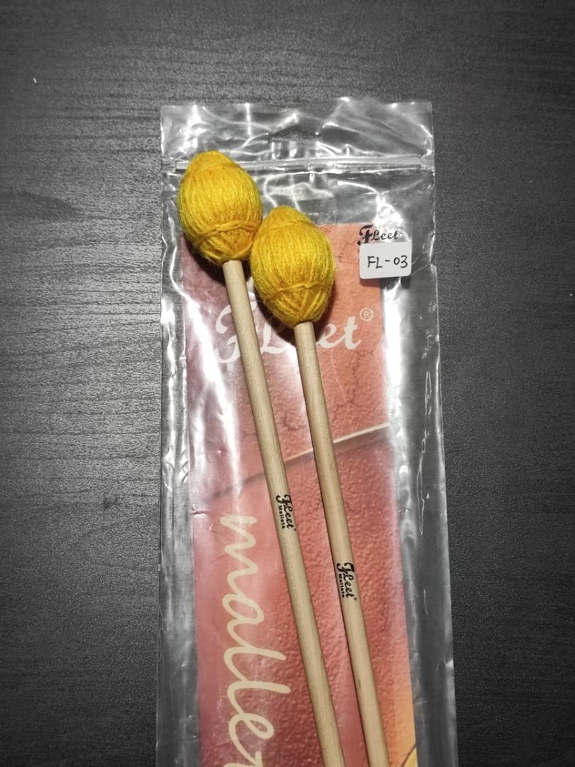 Marimba Mallets (Category: Music Accessories) located in Singapore. Submitted by jianyinmusic (Listing ID 1181874113, Image 2). Description: Marimba/Vibraphone Mallet (FL-03) Brand/Model: Fleet FL-03 Hardness: Medium Color: Yellow Length: 40cm Handle Material: Maple Location: Woodlands Primz Bizhub, #08-45 Address: 21 Woodlands Close, Singapore 737854.