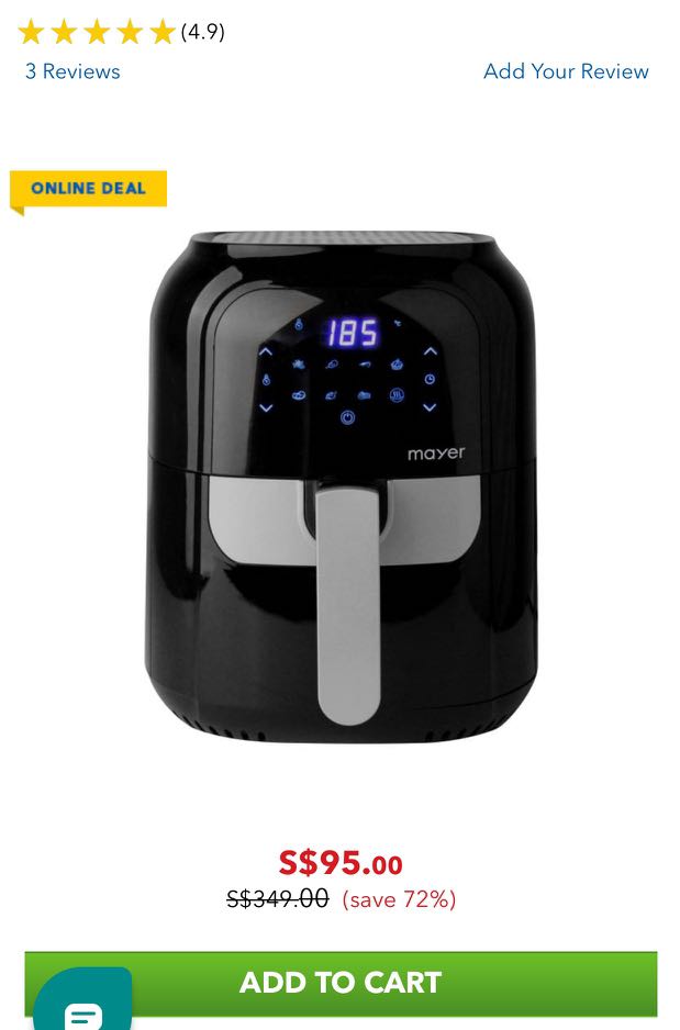 MAYER MMAF501D DIGITAL AIR FRYER Condition 8/10 35, TV & Home