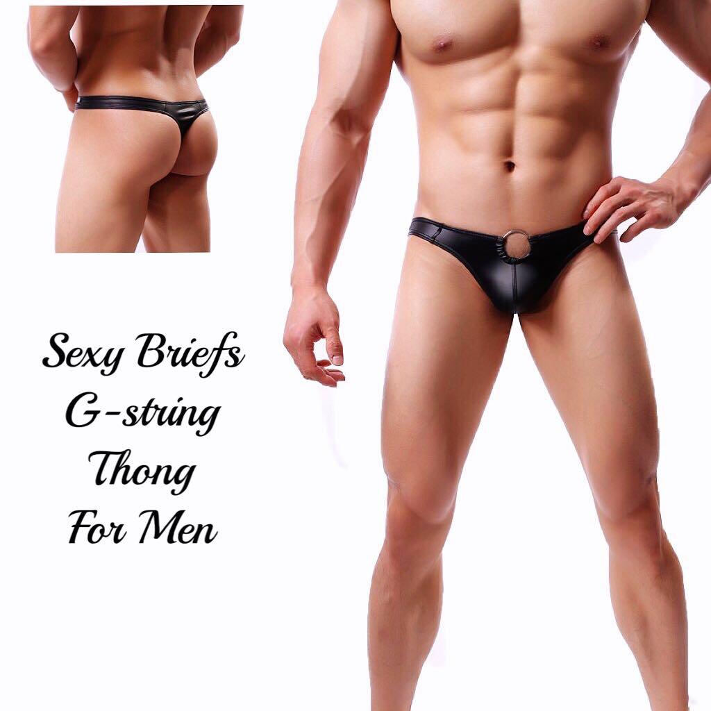 Sexy Mens Lingerie Mesh Faux Leather Jock Strap Underwear Thongs G