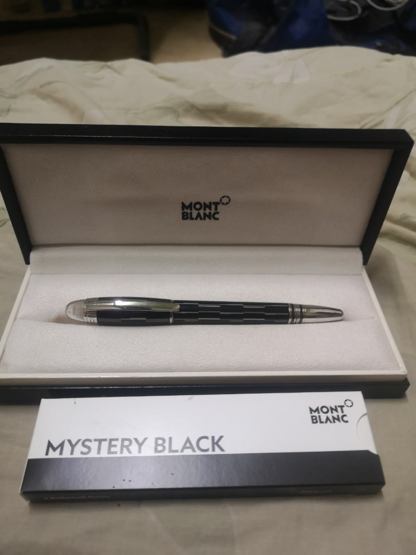montblanc starwalker black mystery roller ball fountain pen
