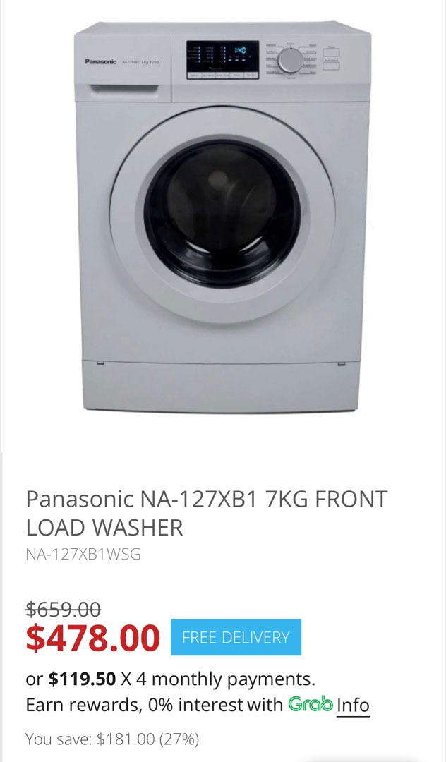 Panasonic NA127XB1 Front Load Washer with Warranty, TV & Home