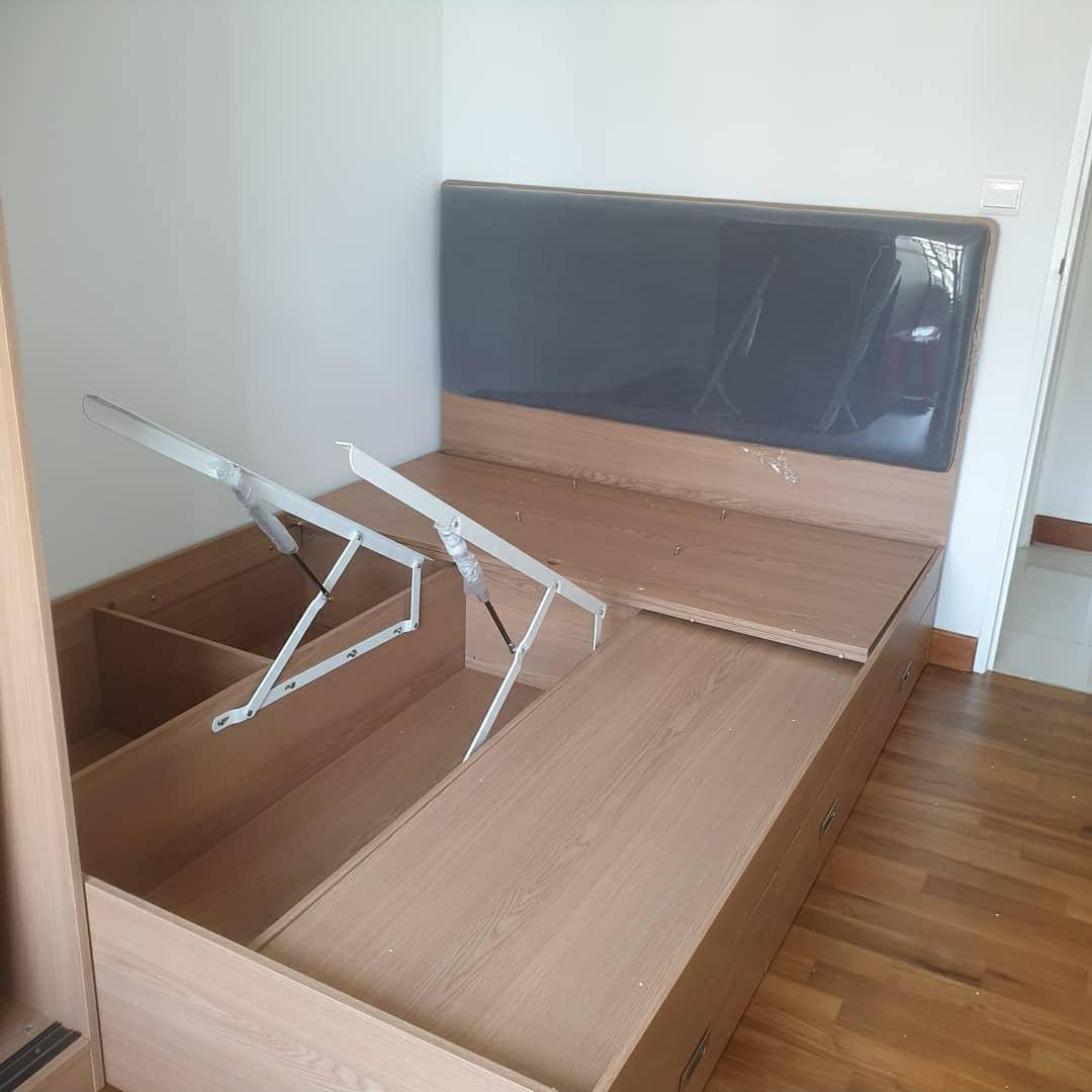 Platform bed frame with storage Furniture & Home Living