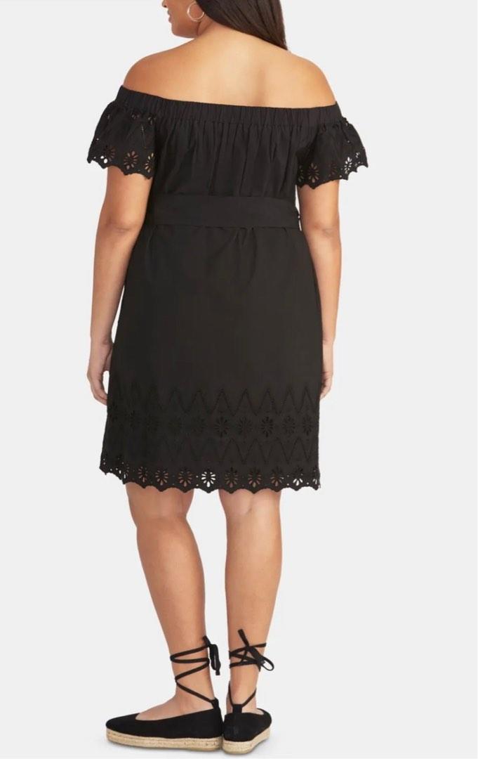 Rachel Roy USA off shoulder eyelet trim dress fits US16 US18