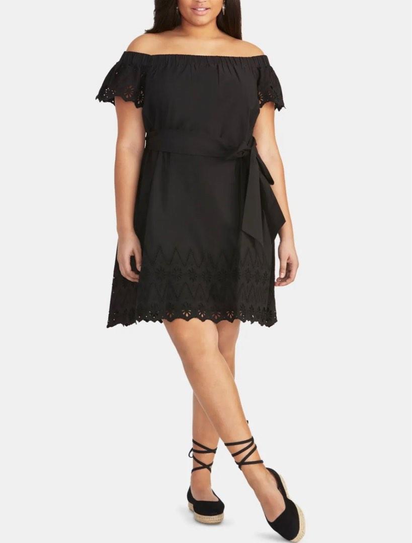 Rachel Roy USA off shoulder eyelet trim dress fits US16 US18