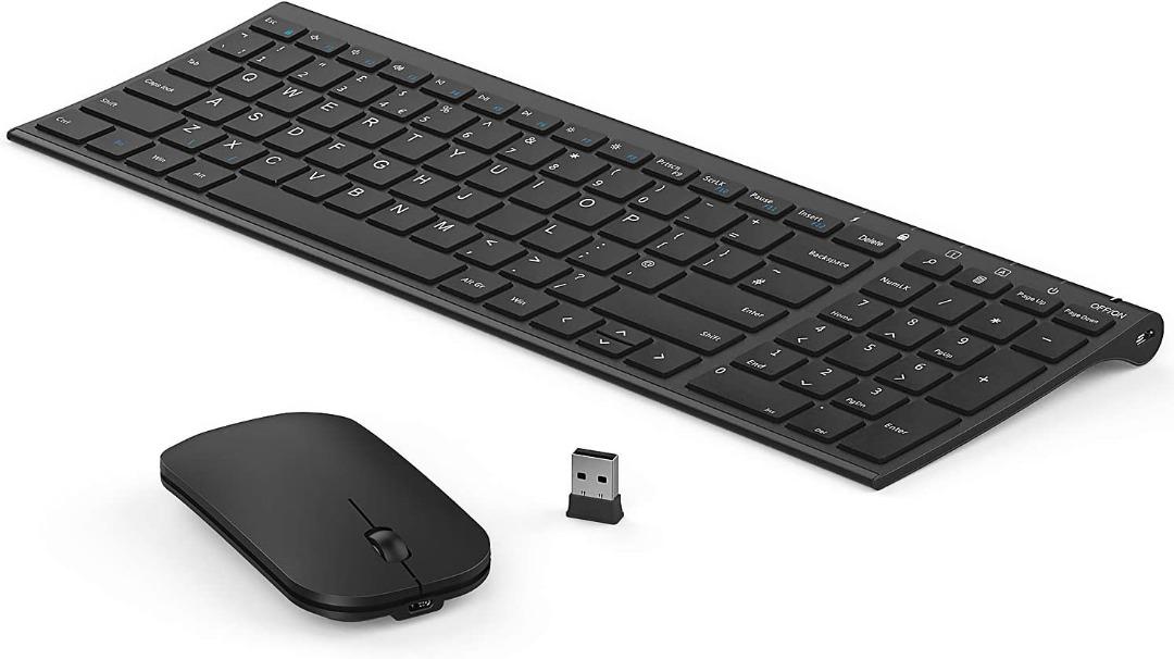 Rechargeable Wireless Keyboard Mouse, Seenda Slim Thin Keyboard and