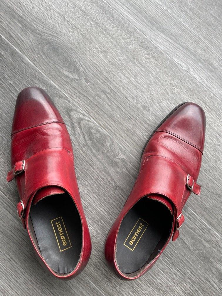 Red sales monk shoes
