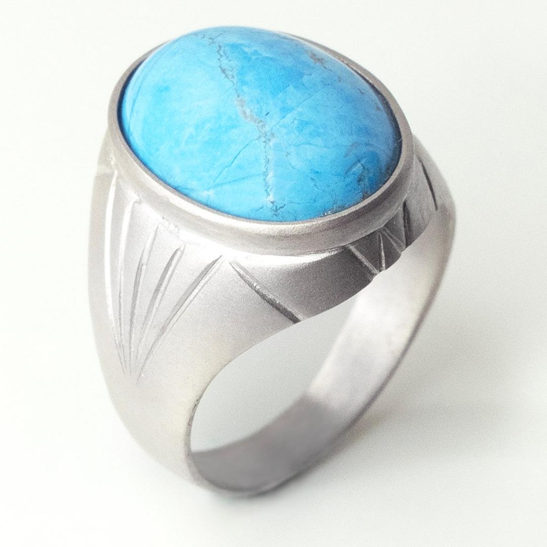 REVE TURQUOISE CABOCHON MEN S RING 2022 142 AG810 SIGNET STYLE