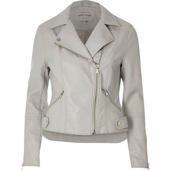 River island white leather jacket shop