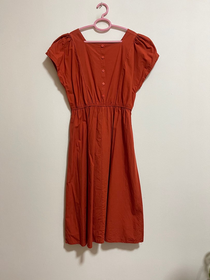 Rust Midi Dress, Women's Fashion, Dresses & Sets, Dresses on Carousell