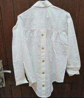 [Baru] Blouse / atasan / kemeja wanita / long sleeve kancing belakang warna broken white