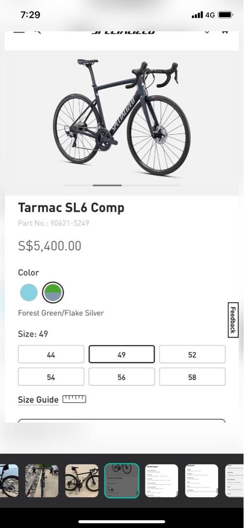 Specialized tarmac sl6 hot sale size guide