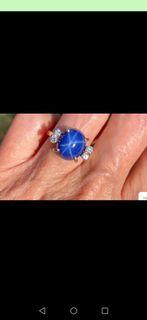 Star blue sapphire with diamonds
