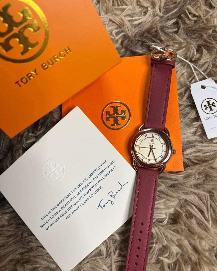 Tory Burch Ravello Leather Strap Watch Maroon, Women's Fashion, Watches &  Accessories, Watches on Carousell