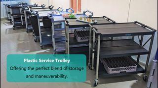 Utility Cart Trolley Food Service Large (Black/Gray) 3 Shelf Plastic Bussing Cart,Hotel Trolley For Restaurant Trolley Cart, Food service trolley  Message us for inquiry! #trolley #cart #utilitycart #buscart
