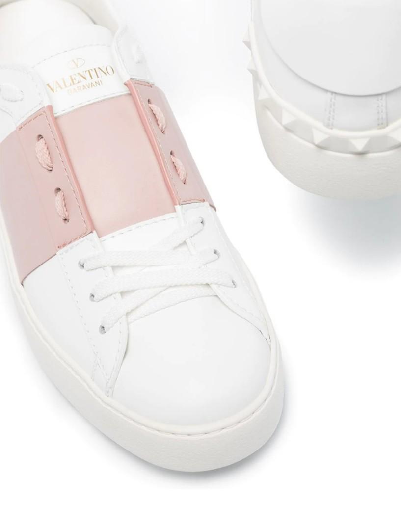 White & pink clearance valentino garavani open sneakers