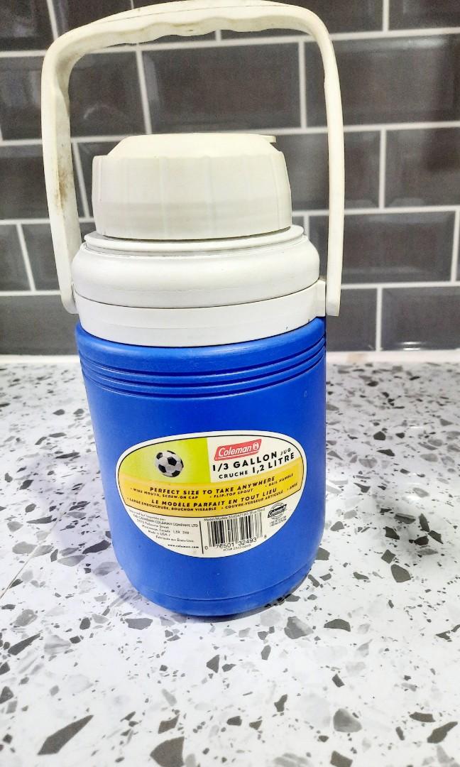 Water Jug Coleman U.S.A. (Category: Water Bottles & Tumblers) located in Makati City. Submitted by darlenc (Listing ID 1181908817, Image 1). Description: Authentic Made from U.S.A. . imported by Canadian Coleman Co. Ltd. wide mouth, Flip top sport, bail handle. Water content 1/3 gallon and specs cm. 23 x 8..