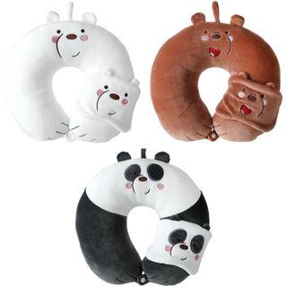 We Bare Bears Neck Pillow with Eye Mask by Miniso
