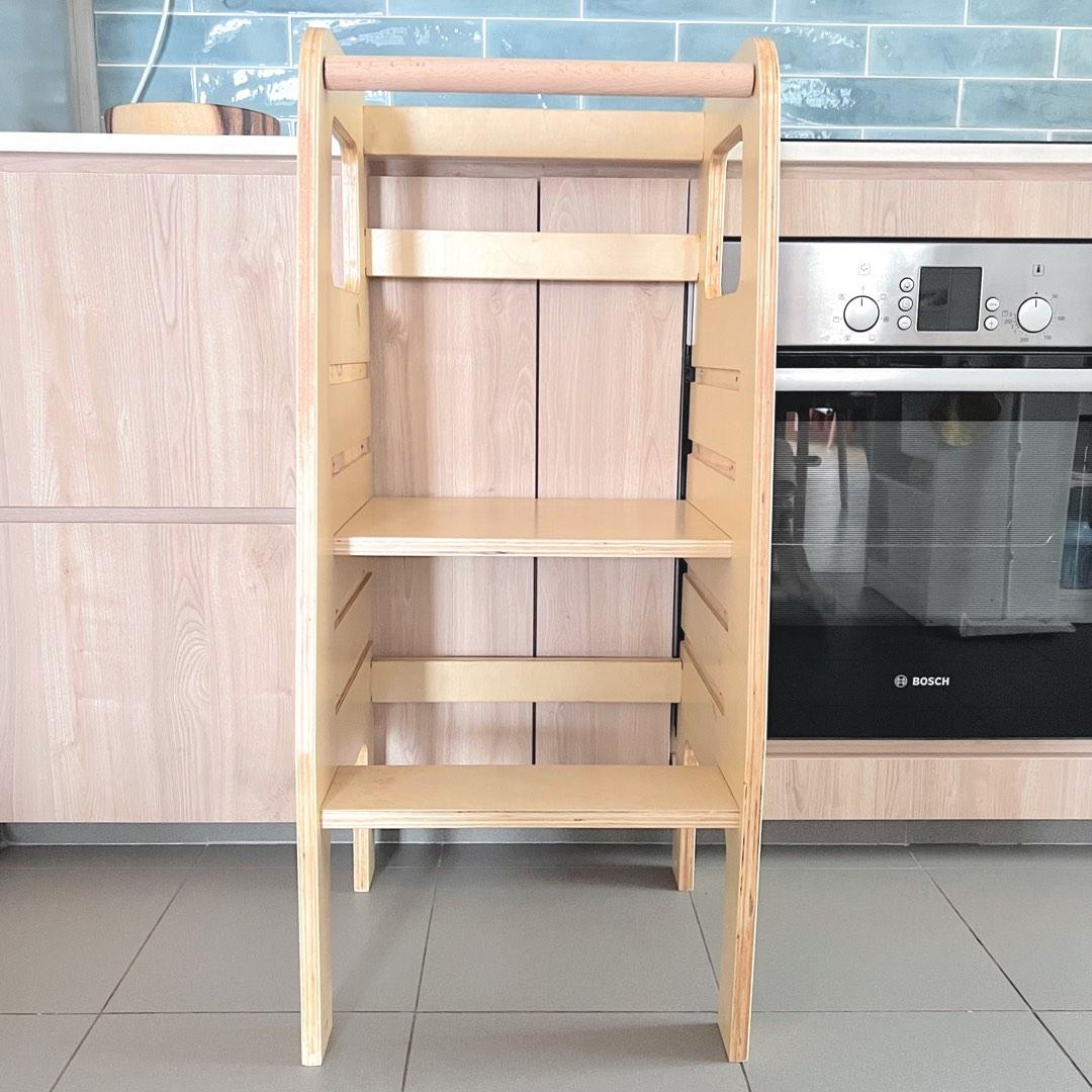 Wooden adjustable Montessori learning tower kitchen helper, Furniture