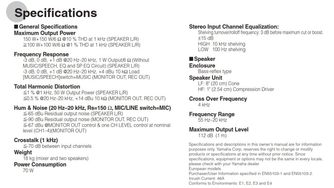 Yamaha Stagepas 300 Portable PA system with 2way, 8inch (20cm