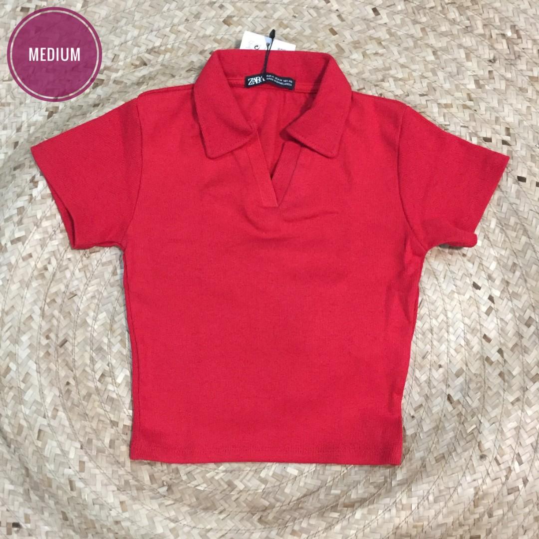 ZARA POLO SHIRT CROP TOP(swipe to left), Women's Fashion, Tops, Shirts