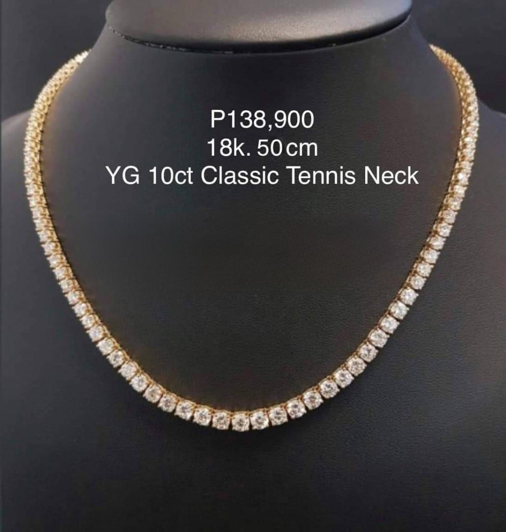 10 Carat Natural Diamond in 18K YG 10 Carat Classic Tennis Necklace