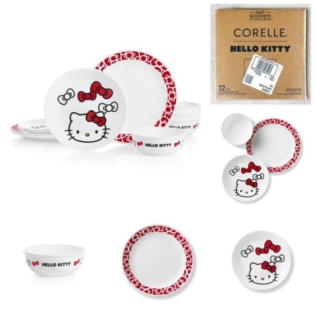 12pc Hello Kitty Corelle Dinnerware Set, Furniture & Home Living