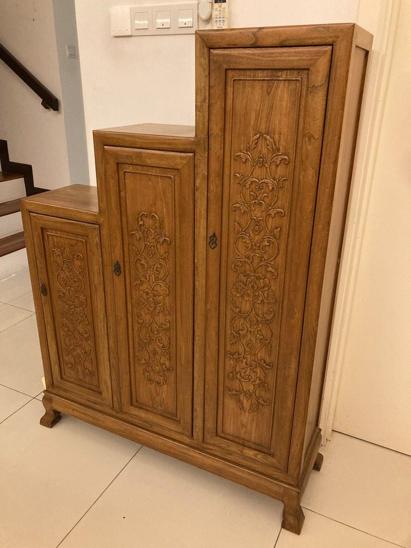 Three Steps Racks Cabinet 3 steps elm wood cabinet, Furniture & Home Living, Furniture, Shelves ...