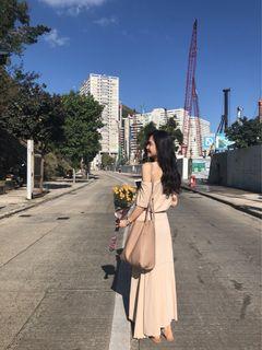 杏氣質長裙綁帶套裝🤎