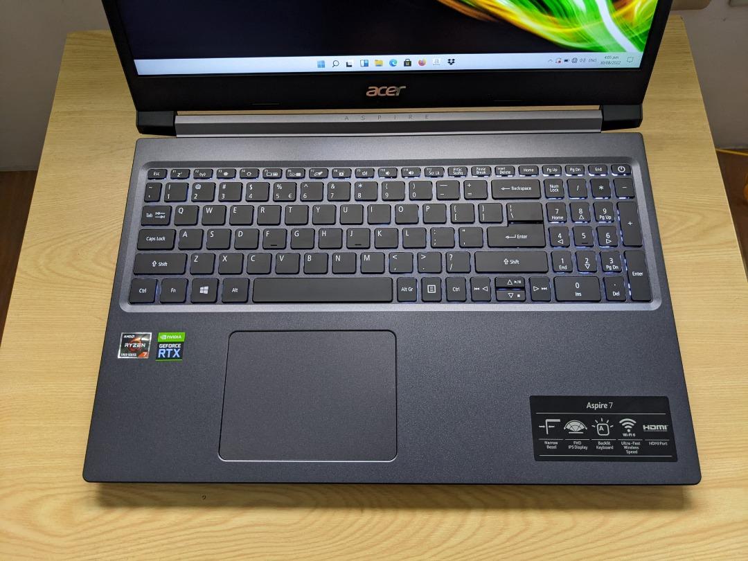 Acer Aspire 7 AMD Ryzen 7 5700u 8GB 512SSD Nvidia RTX3050Ti, Computers ...