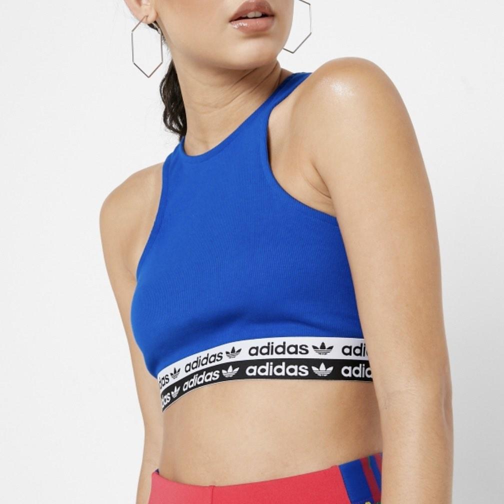adidas Originals Cropped Bra Top in Blue Womens Clothing Tops Sleeveless and tank tops 