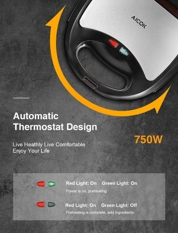 AICOK Deep Fill Sandwich Toaster,Waffle Maker with Detachable NonStick Plates, TV & Home