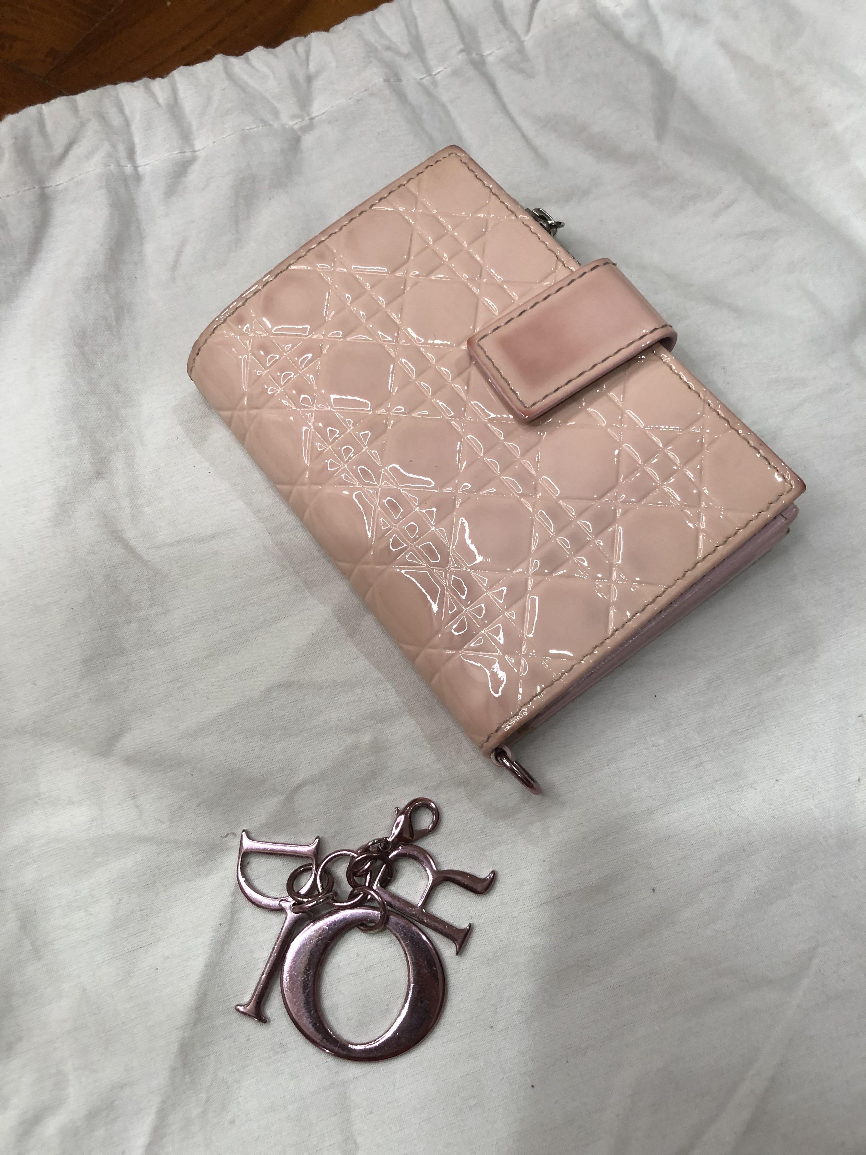 SALE Authentic Christian Dior Lady Dior Patent Leather Calf Eden Wallet