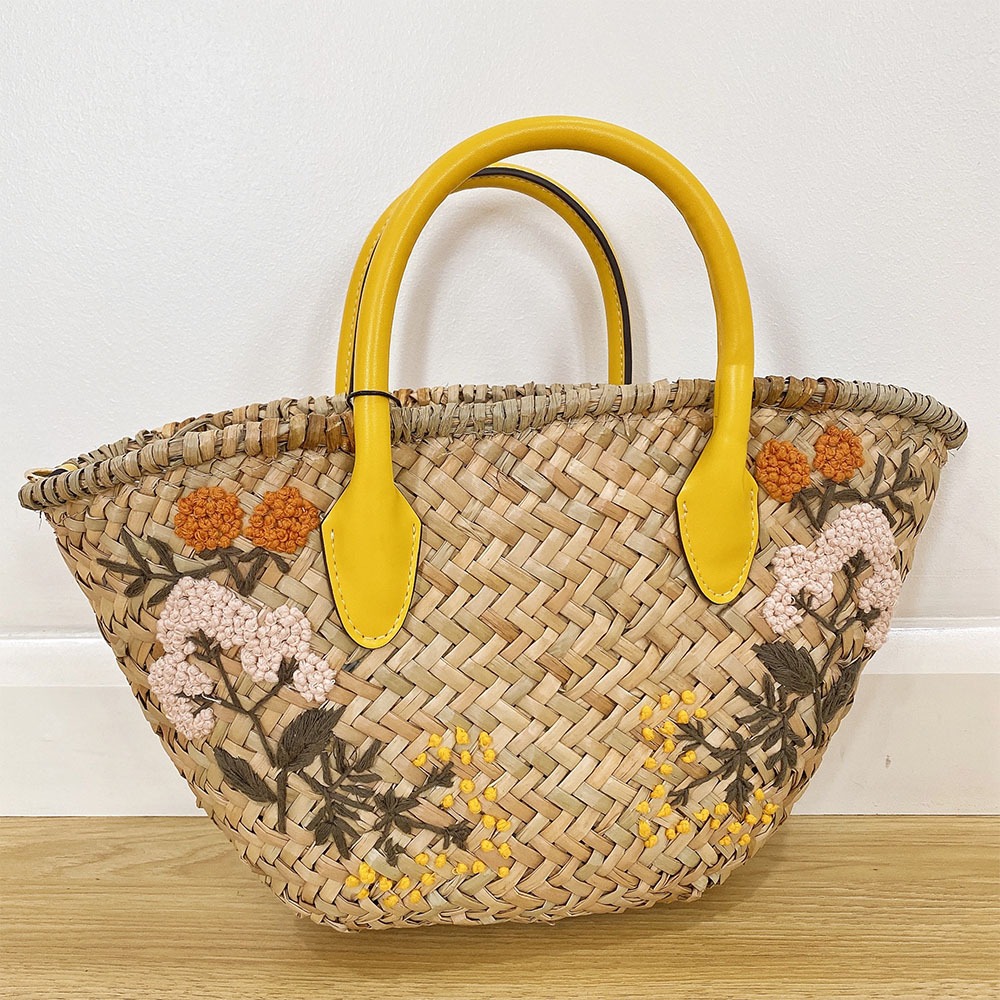 Zara, Bags, Zara Nwt Raffia Basket Bag Floral Embroidered Details
