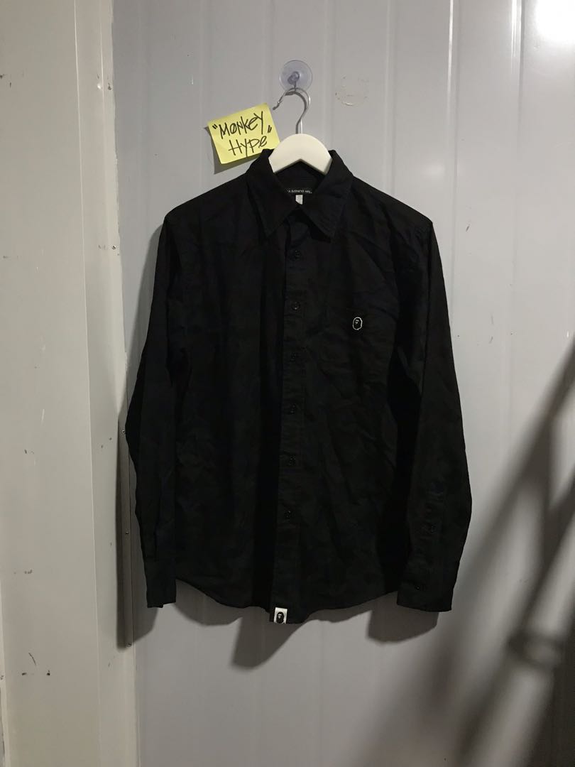 BAPE triple black camou long sleeve, Men's Fashion, Tops & Sets