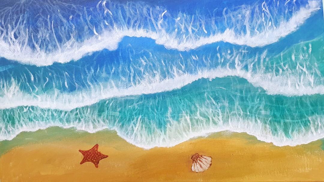 BEACH PAINTING, Hobbies & Toys, Stationary & Craft, Art & Prints on