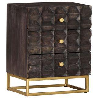 Bed Cabinet Black 40x30x50 Cm Solid Mango Wood