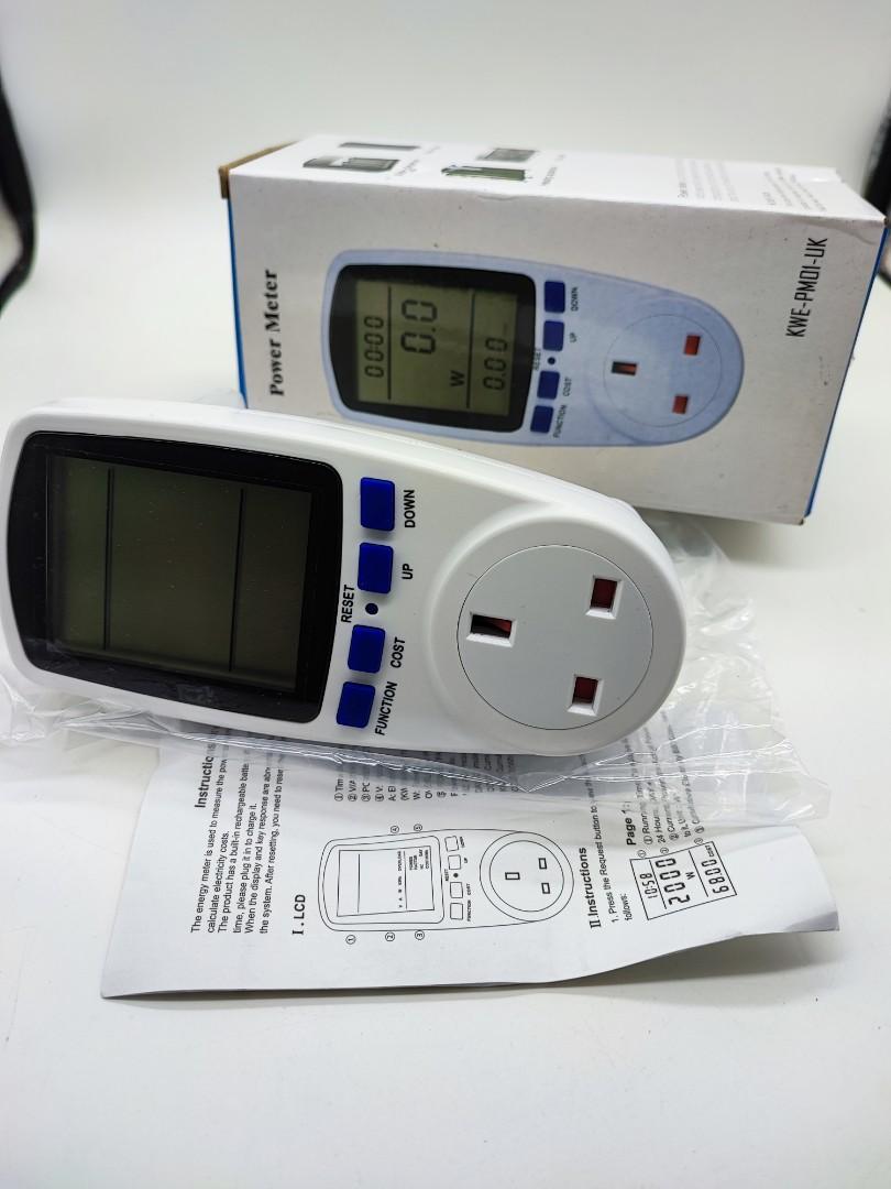 BNIB UK Plug Power Meter AC 230V250V 13A Max UK Switch Energy Plug