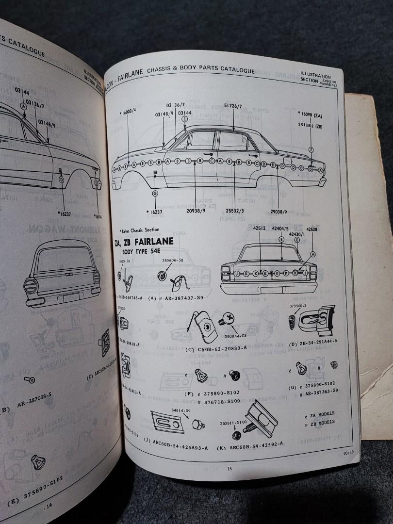 Buku Master Parts Catalogue Ford Falcon and Fairlane Cetakan 1969, Buku