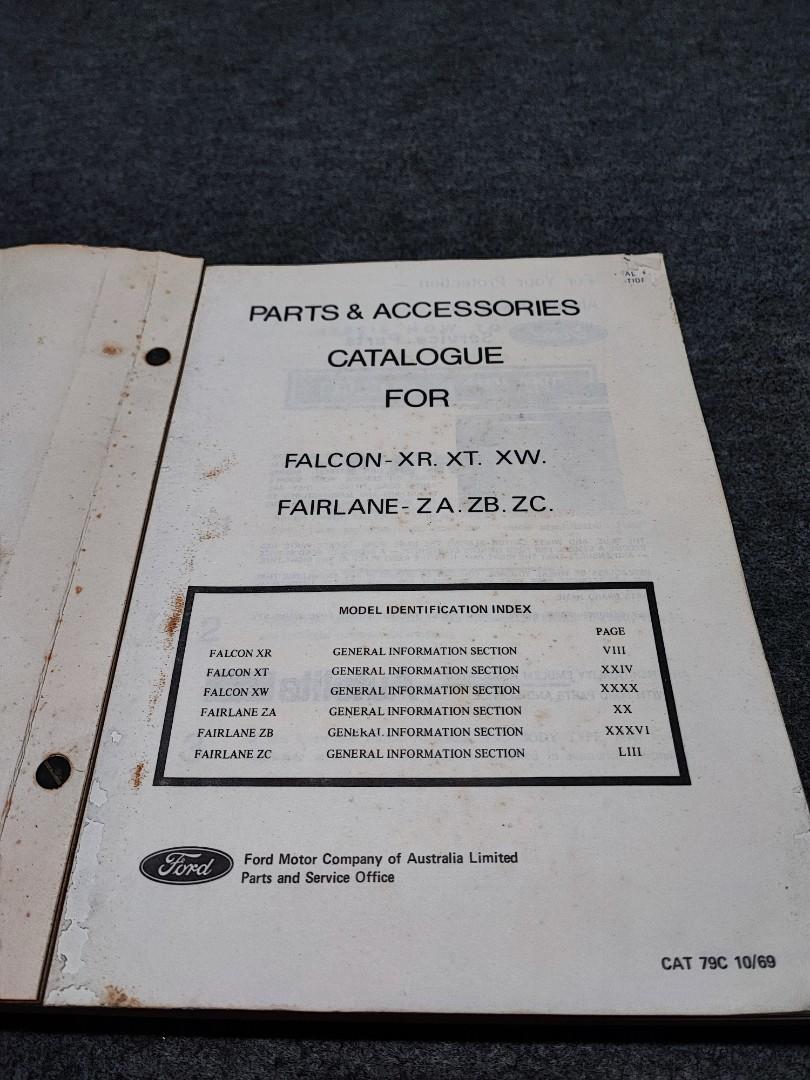 Buku Master Parts Catalogue Ford Falcon and Fairlane Cetakan 1969, Buku