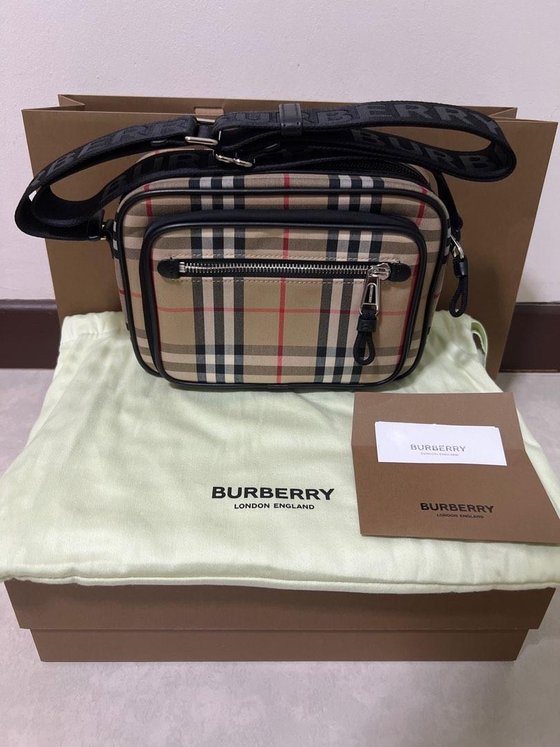 Burberry Vintage Check and Leather Crossbody Bag Men s Fashion