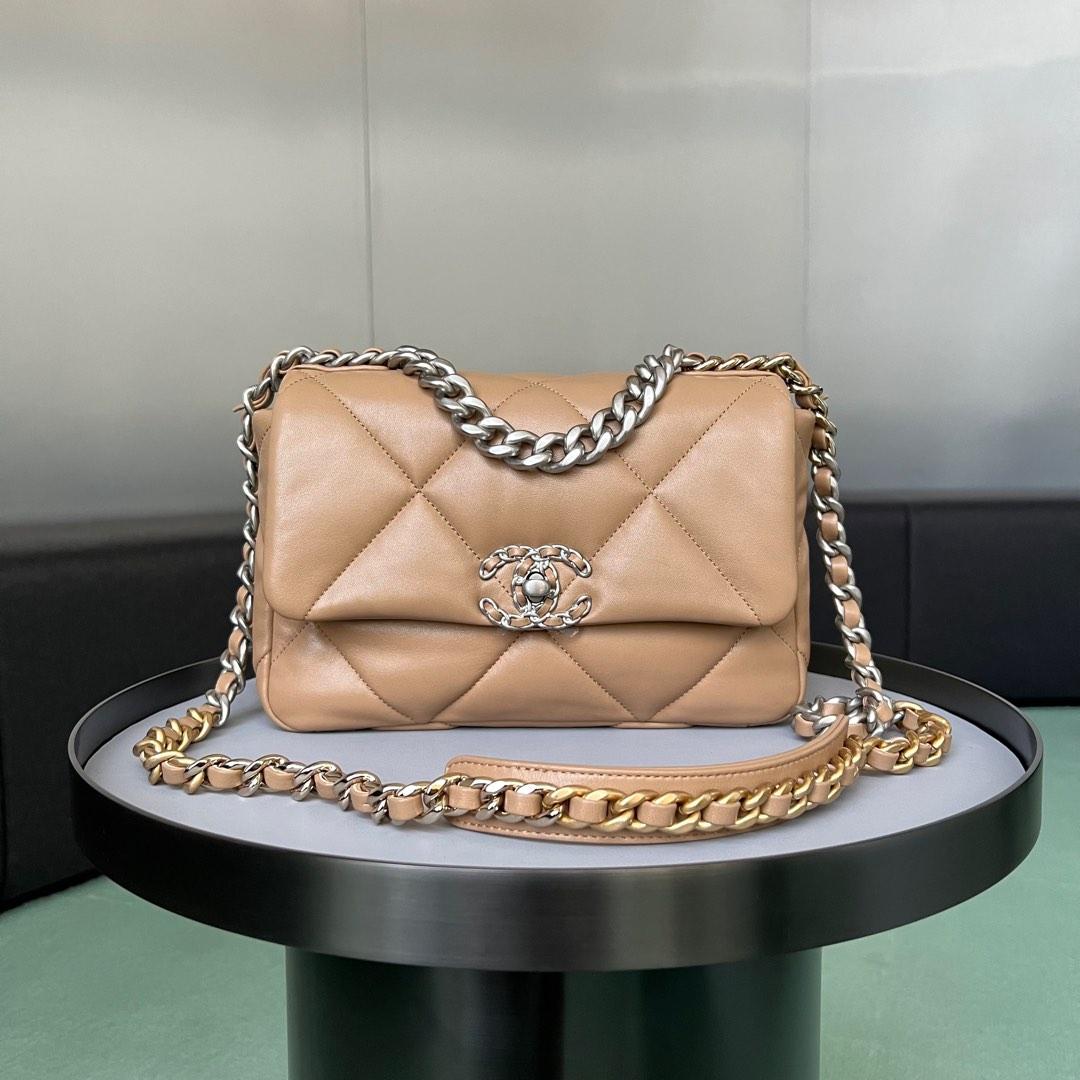 Chanel 19 Small in 22S Caramel Lambskin 3-Tone HW, Luxury, Bags & Wallets  on Carousell