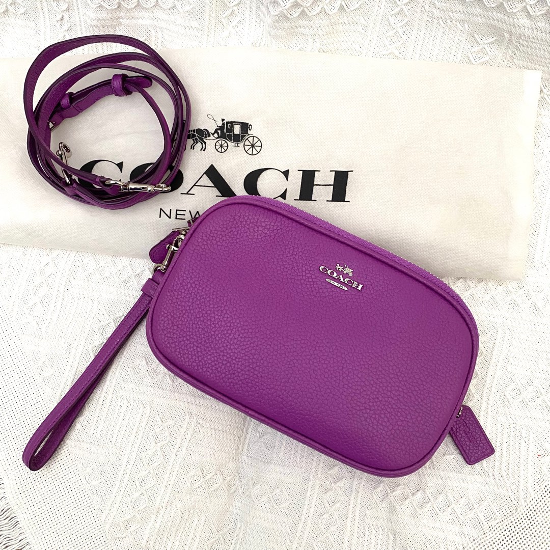 Coach Purple Leather Camera Bag Crossbody, Luxury, Bags & Wallets on  Carousell