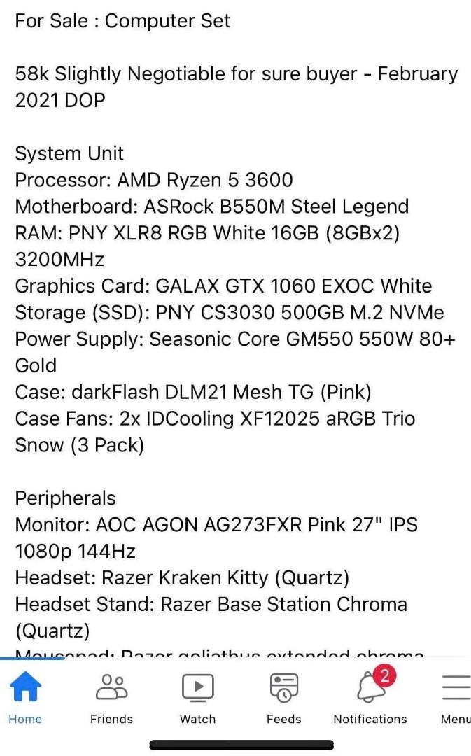 Complete Razer Pink Desktop setup, Computers & Tech, Desktops on Carousell